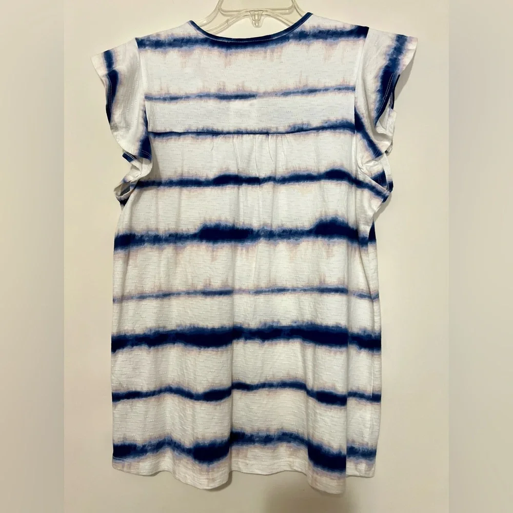 NWT Style & Co. Blue and White Tie Dye Stripes Top